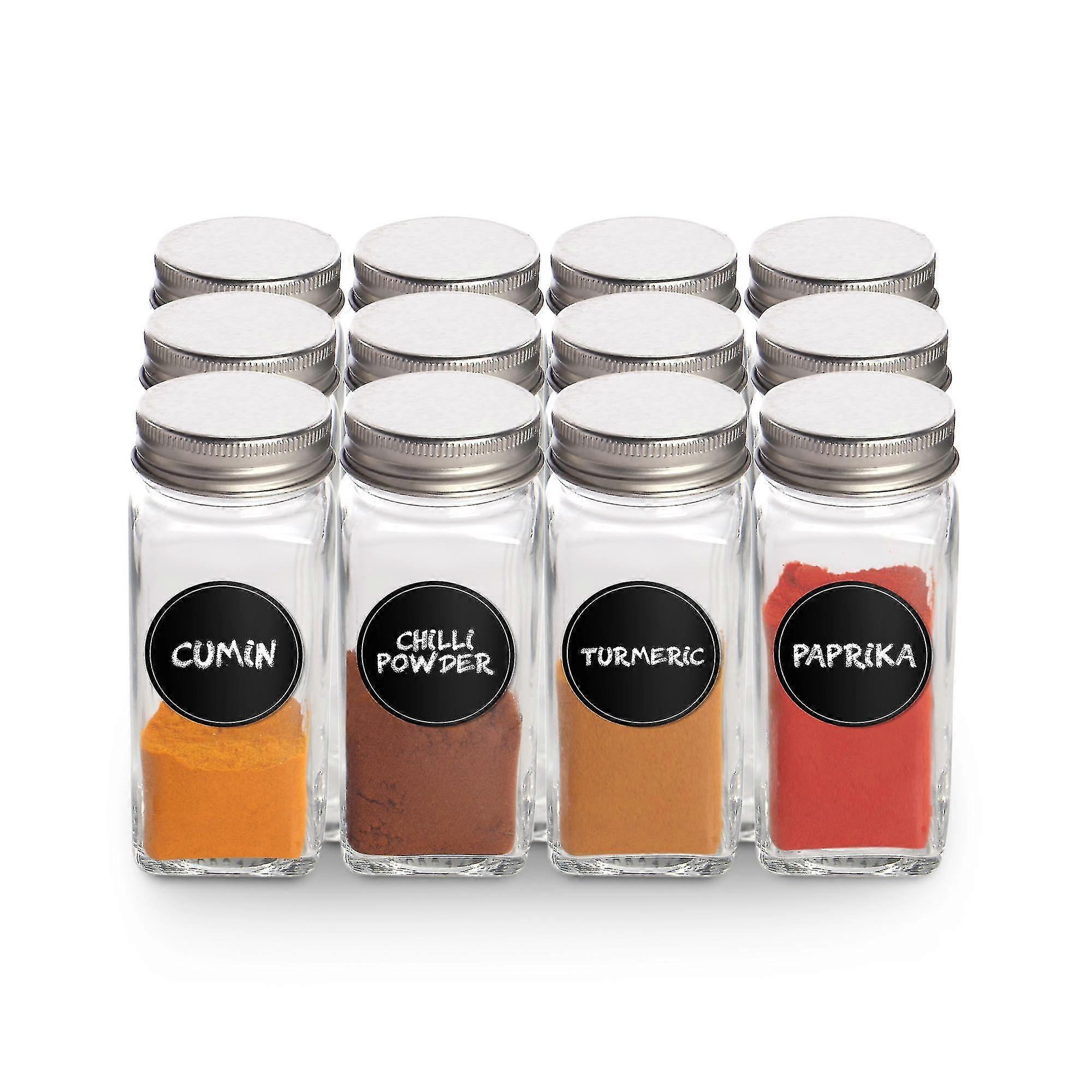 Spice Jars With Shaker Lids - Set Of 12