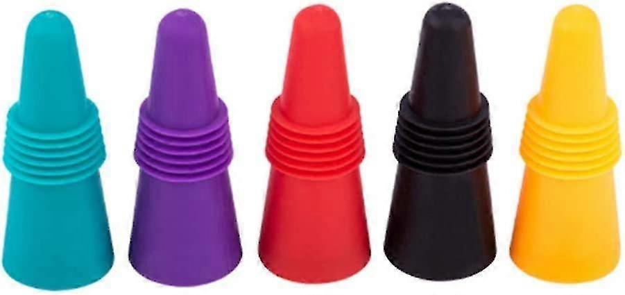 Silicone Wine Stoppers, 5 Pack Reusable Colorful Wine Bottle Stopper Vacuum Sealer Stopper With Screws For Champagne Beverage Alcohol Keep Fresh