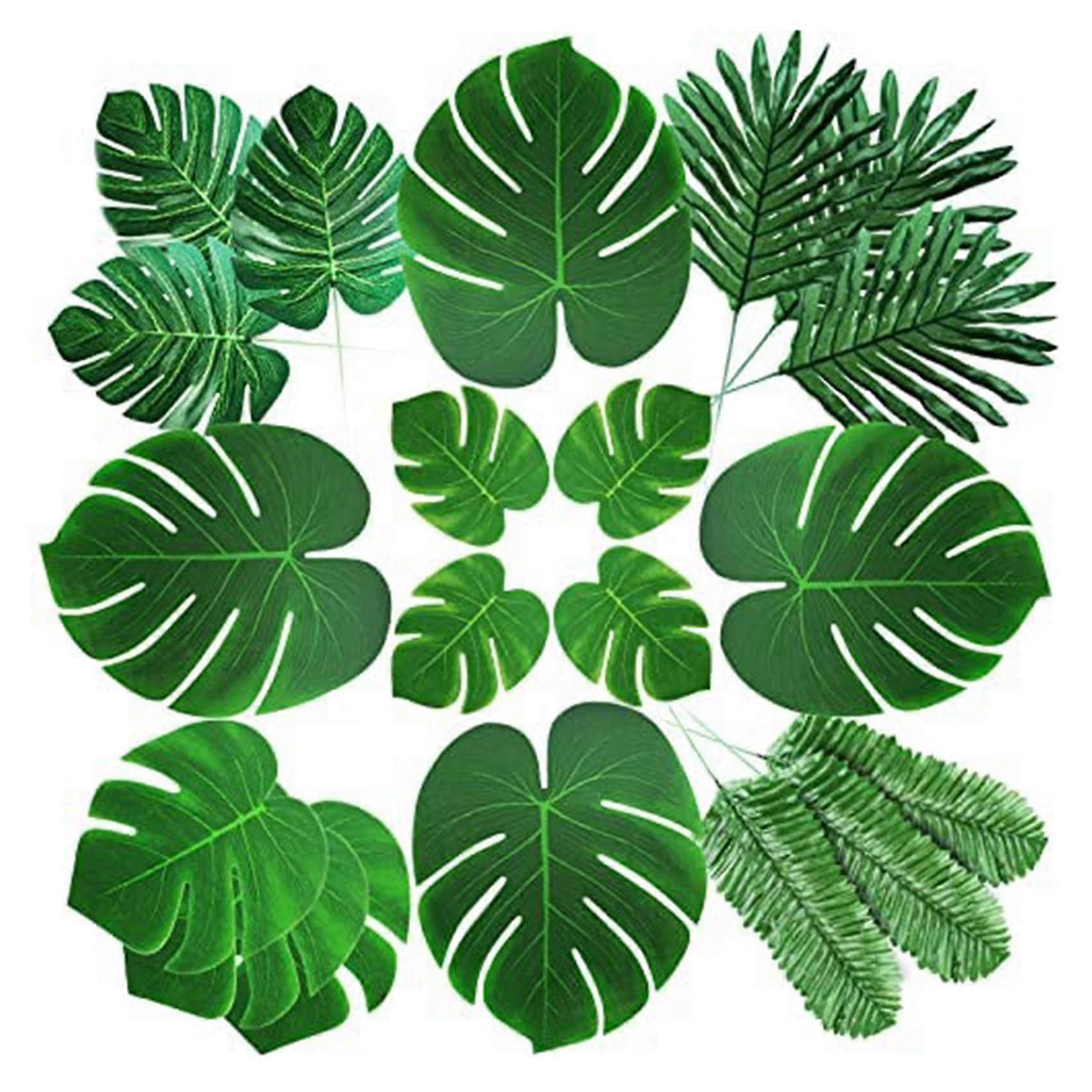 Green Faux Tropical Monstera Leaves with Stems for Jungle Hawaiian Dinosaur Table Decoration Weddin