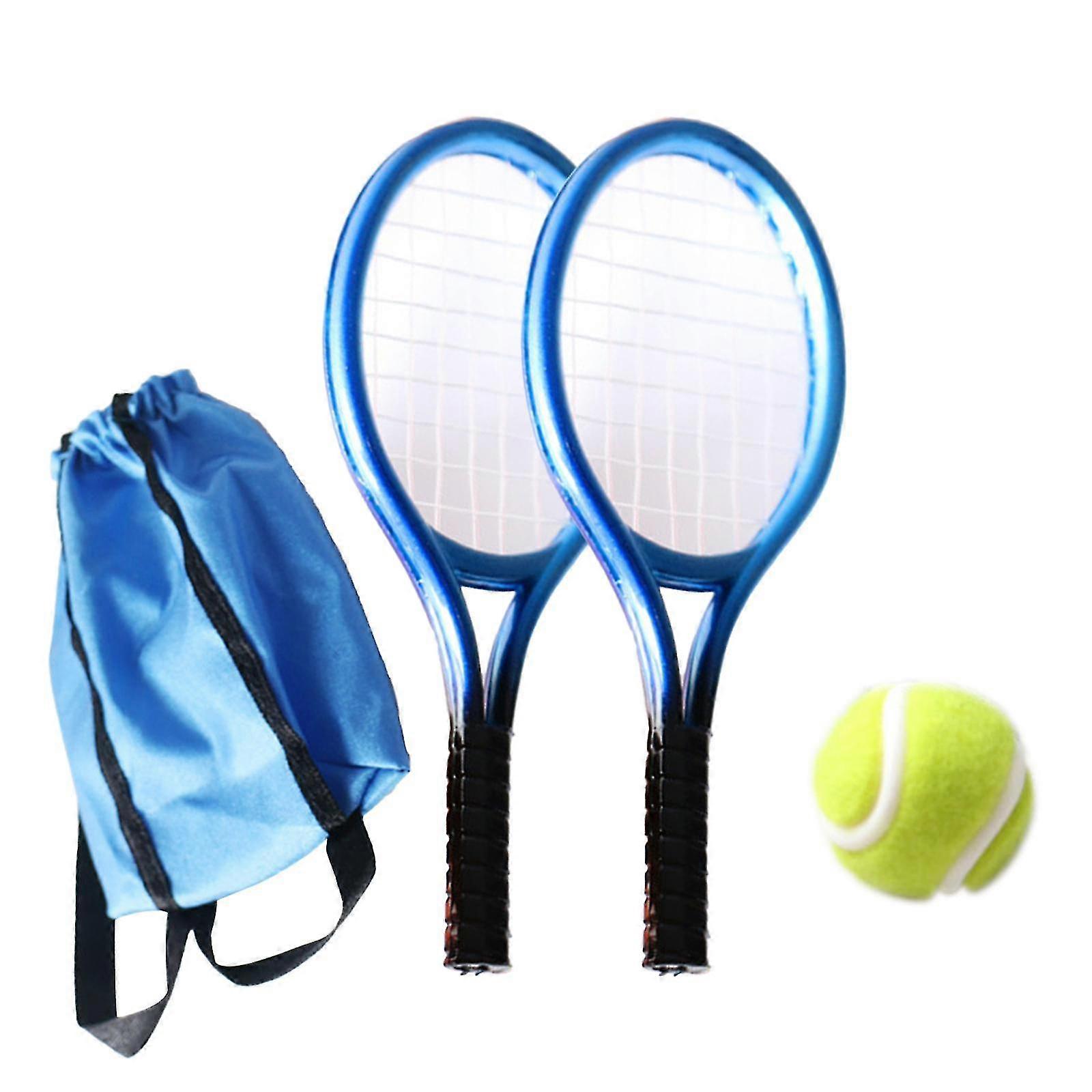Mini Tennis Racket And Ball Set Crafts Cake Topper 1:12 Miniature Tennis Kit Blue