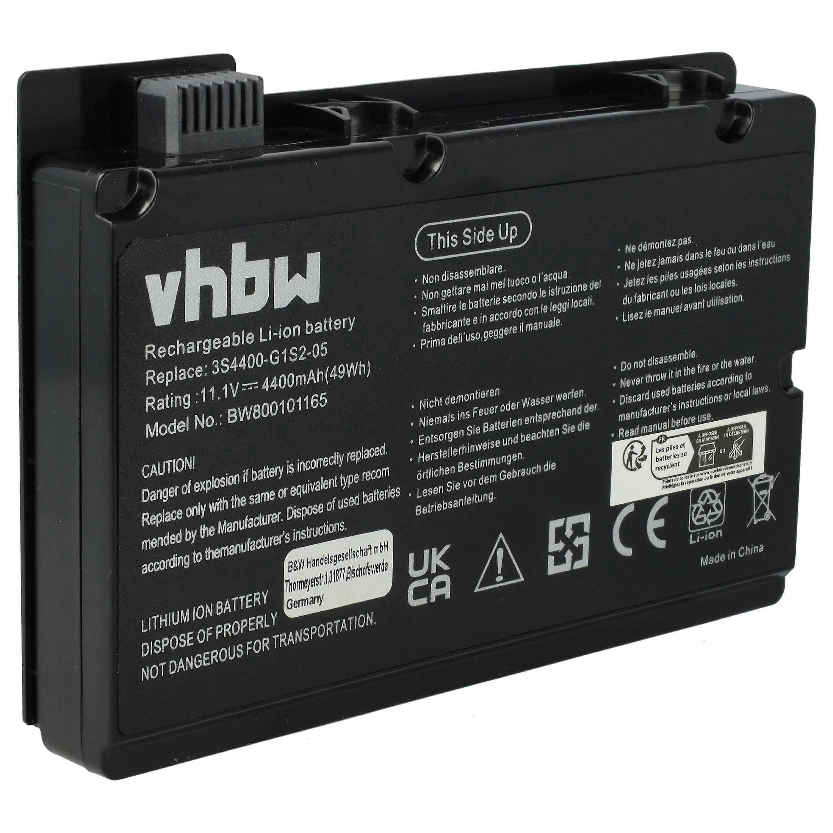 vhbw Akku kompatibel mit Novatech Alpha One C3400, C7000, C3401, C7010, C7002, E5425, E5400, E5436 Notebook (4400 mAh, 10,8 V, Li-Ion)