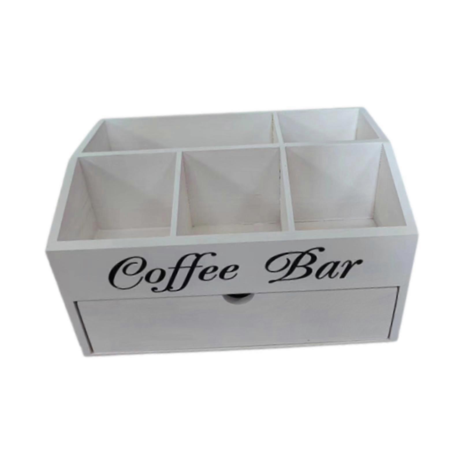 Hölzerner Kaffeestation Organizer Counter Aufbewahrungskorb für Küchenschreibtisch Home Double Layer