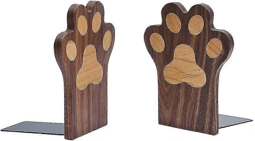 Book Ends,wood Paws Bookends,nature Coating,decorative Bookend (paws-walnut)
