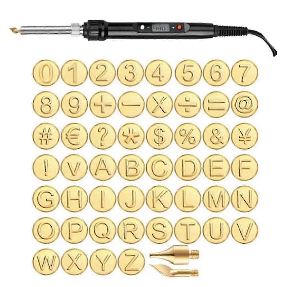 مجموعة حرق الخشب / الجلد DIY + 26 حرفا من النحاس العفن ، مجموعة طوابع الأبجدية لحرق الأخشاب ، مجموعة نصائح حرق الأخشاب المملكة المتحدة التوصيل B