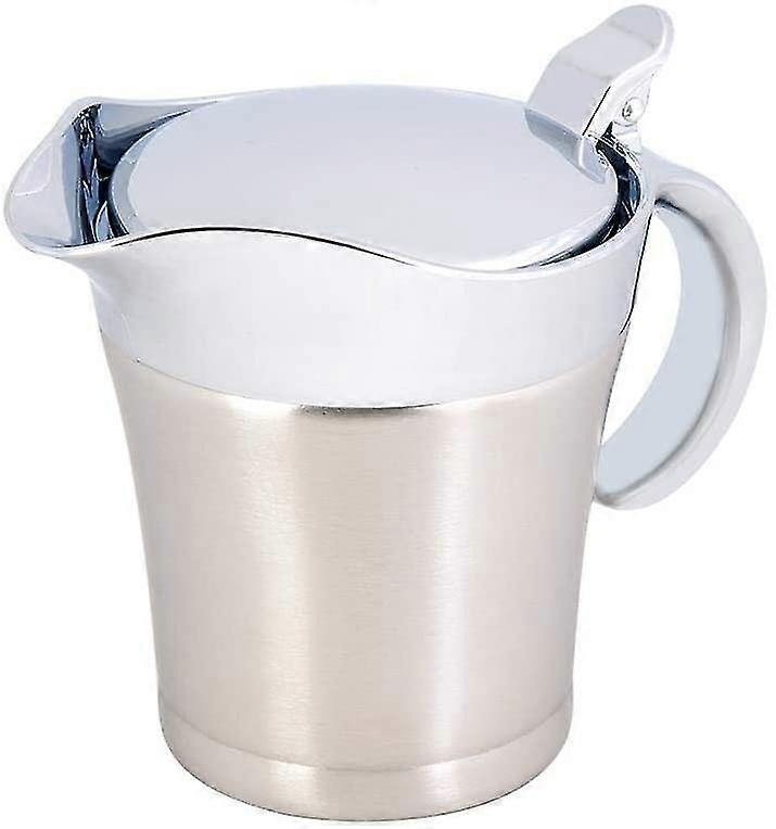 304 Brushed Stainless Steel Gravy Boat, Thermal Insulated Double Wall Serving Sauce Jug Pot For Gravy Or Cream At Thanksgiving For Restaurant.(450ml)