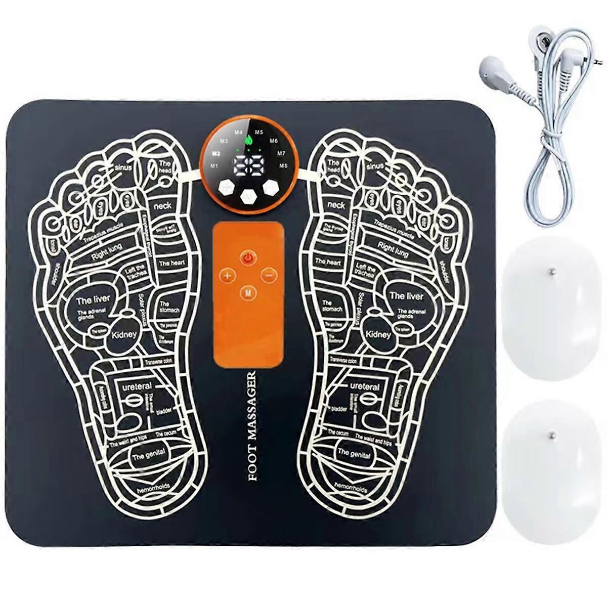 EMS Foot Massager Foldable Feet & Calves Massage Mat for Muscles Relaxation Pain Relief 8Modes and 29Intensity,B