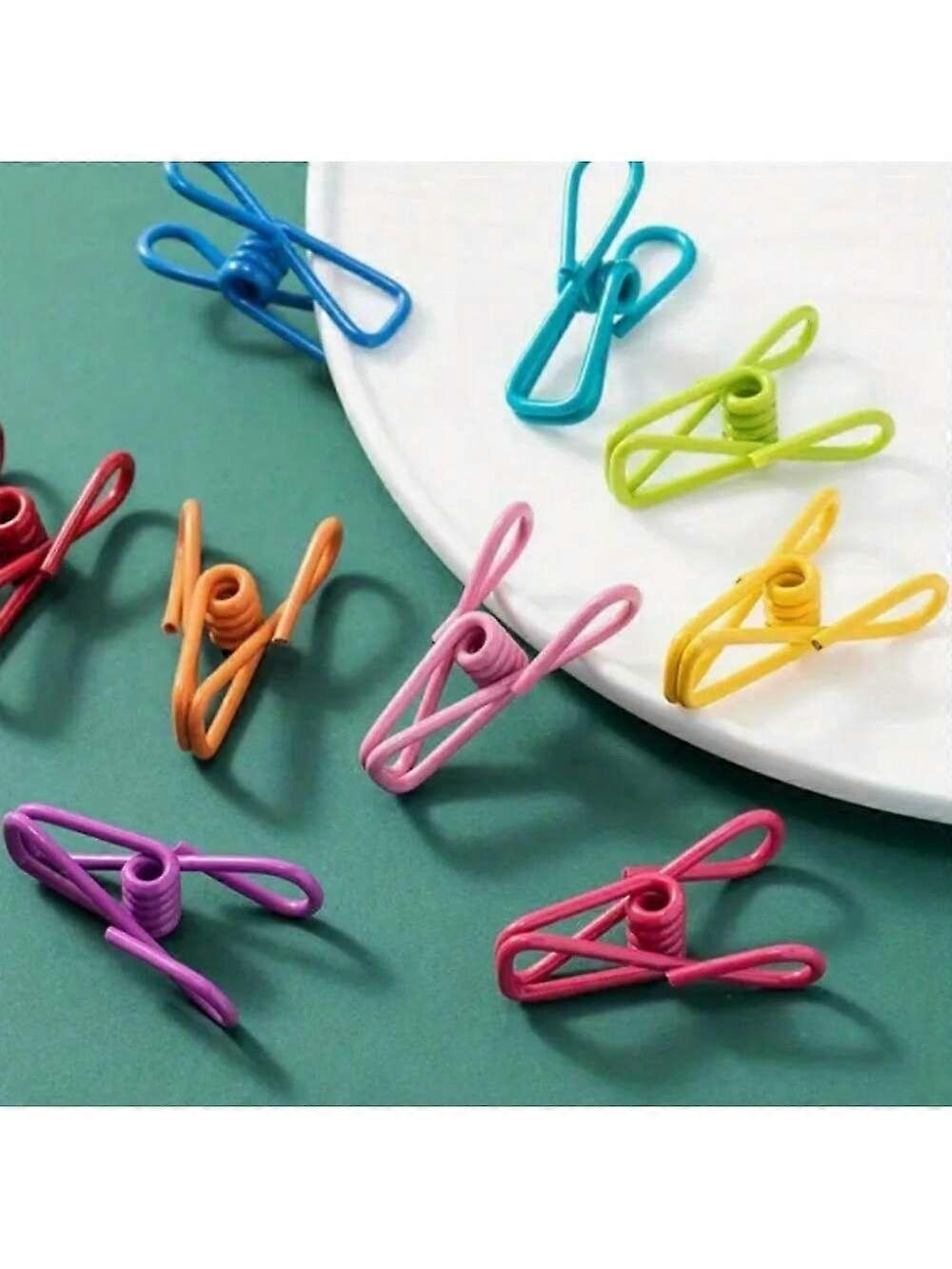 10 chipklämmor, praktiska pvc-belagda stålklämmor, matförpackningar, kläder, papper, mellanmålspåseklämmor, hängande, hushållsköksartiklar slumpmässig färg