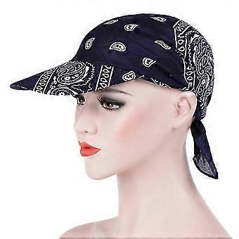 Chapeau de soleil pour femme avec visière, couvre-chef noué, anti-UV, bleu