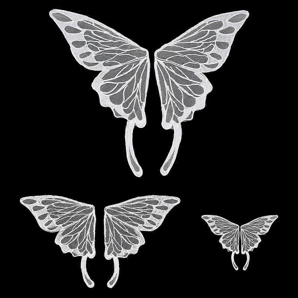 3 Pairs Large Butterfly Lace Patches 3Styles Iron on/Sew on Cloth Applique Patches Butterfly Shape Patches White Butterfly Patches for Sewing DIY Craf
