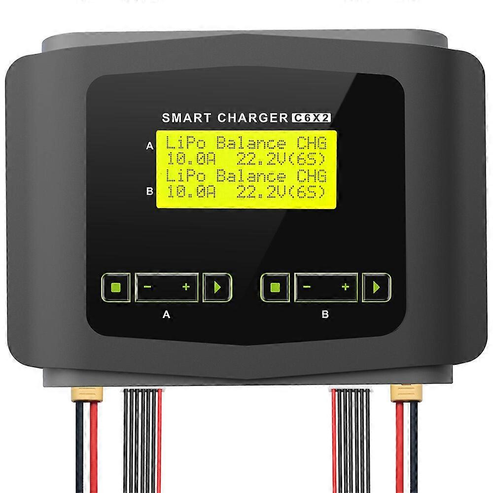 HTRC C6X2 AC 150W DC 240W Dual Channel LCD Screen Lipo Charger RC Balance Discharger for 1~6S LiPo L