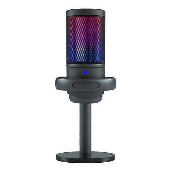 1 Set Recording Microphone Usb Stable Base Effect Rgb Light Noise Angle Adjustable Touch-Mute Condenser Microphone