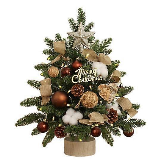 Mini albero di Natale 45cm illuminato da tavolo artificiale albero di pino natalizio a batteria piccolo