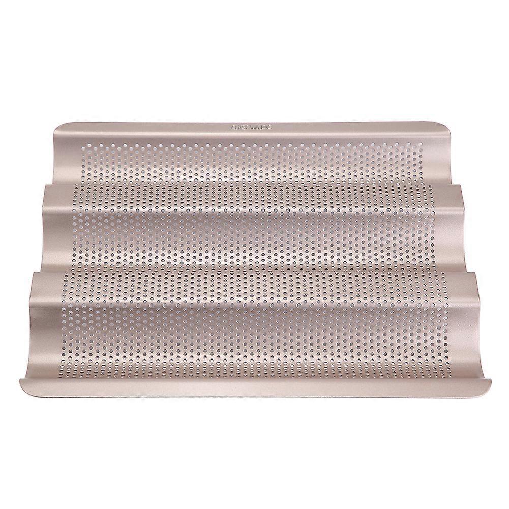 10-inch French Bread Pan with Perforated Non-Stick Surface, 3-slot Design