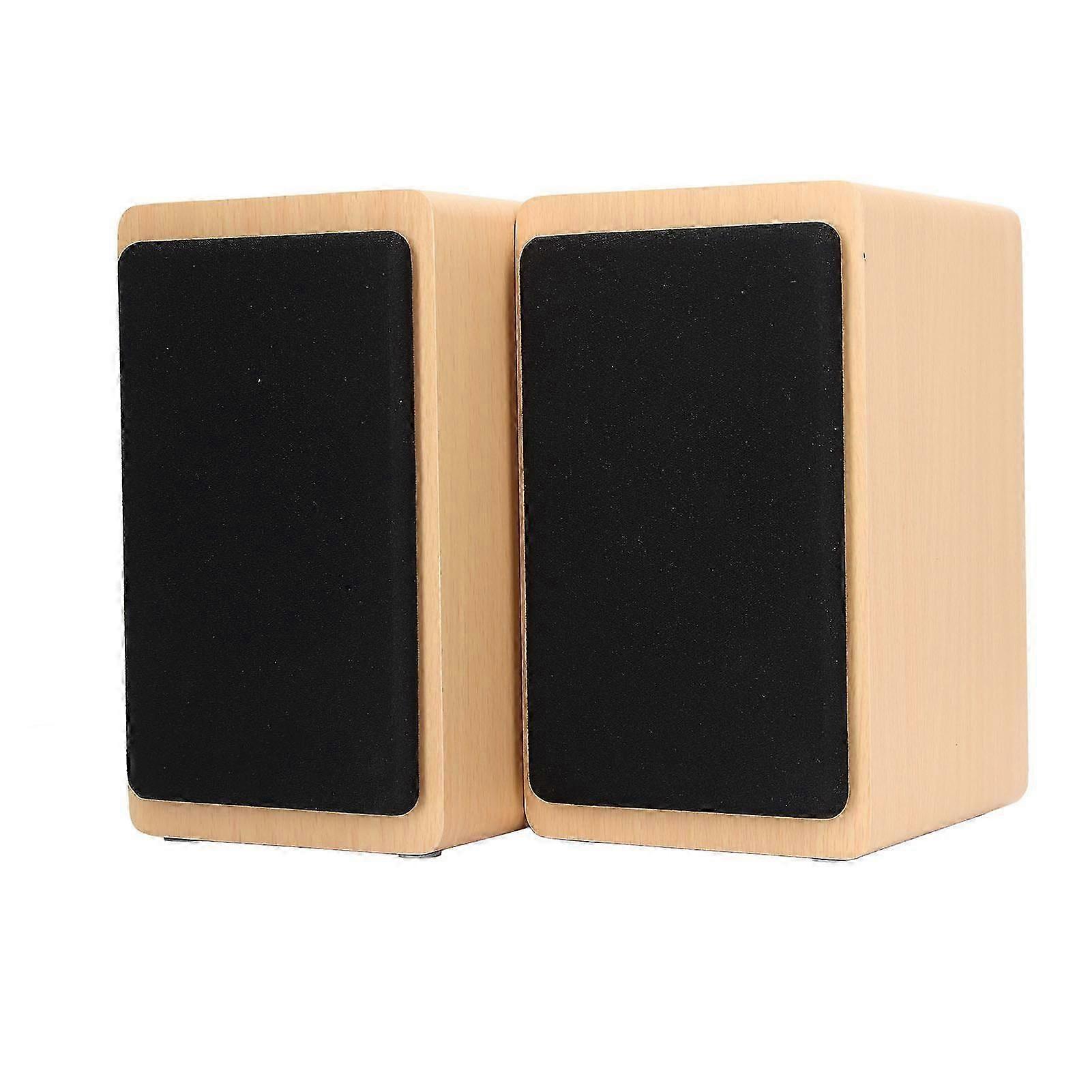 Computer Speakers Stable Usb Mini Wired Bluetooth Desktop Subwoofer For Home Pc Laptop White Maple Wood