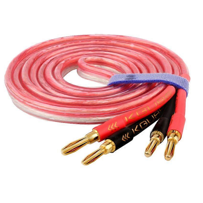 HiFi Gold Plated Speaker Cable High-End 4N Speaker System Oxygen-Free Pure Copper with Banana Plug