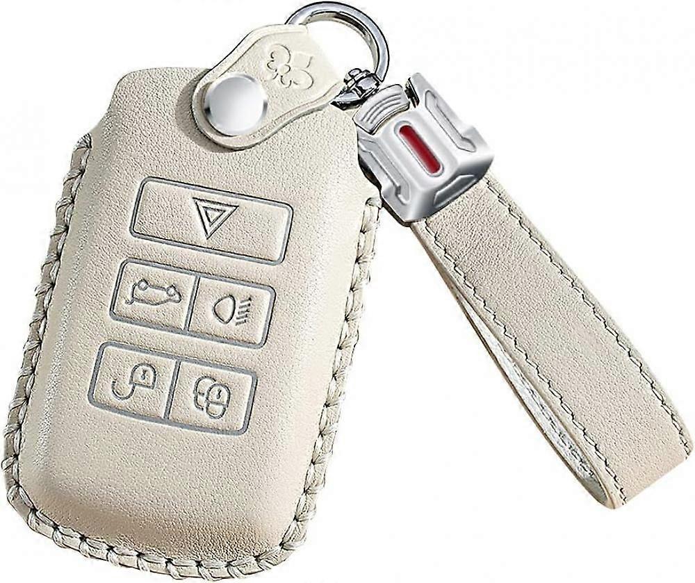 ontto Leather Key Fob Case Keycover for Land Rover Range Rover 2020 2021 Off White