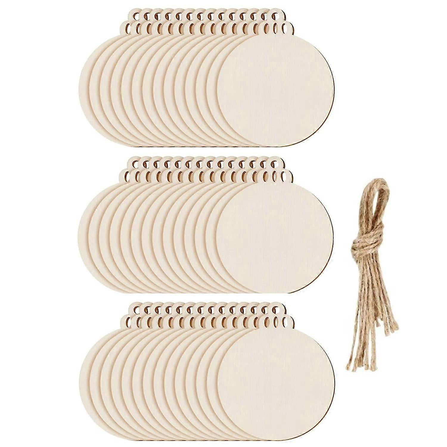 Pack Of 100 Round Wooden Christmas Baubles For Hanging With String For Christmas Tree Decoration