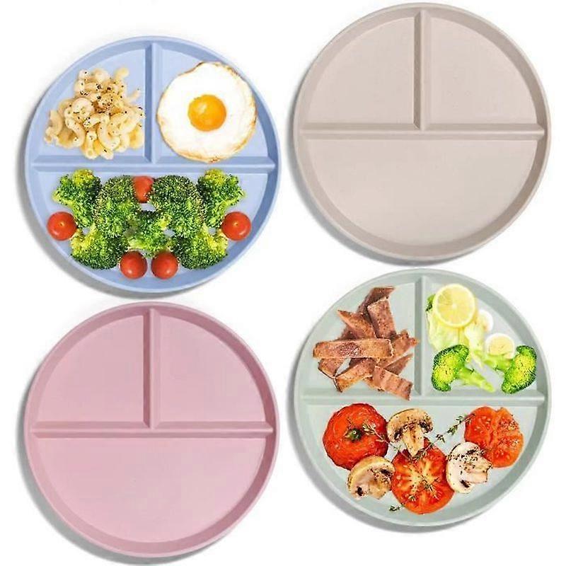 Set of 4 Premium Divided Dinner Plates with Separate Portion Control Unbreakable ReusableLight