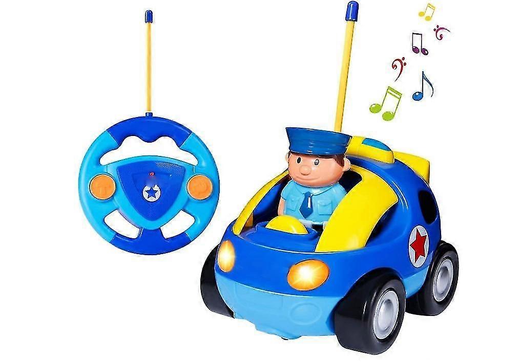 リモコンカー対応幼児、音と光、RCパトカーおもちゃ、誕生日プレゼントプレゼント対応、18ヶ月歳、男の子、女の子、ブルー