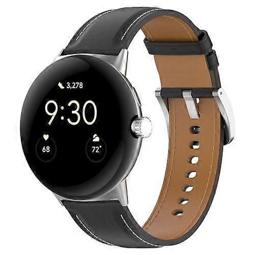 For Google Pixel Watch 2 Top Layer Leather Embossed Sewing Watch Band