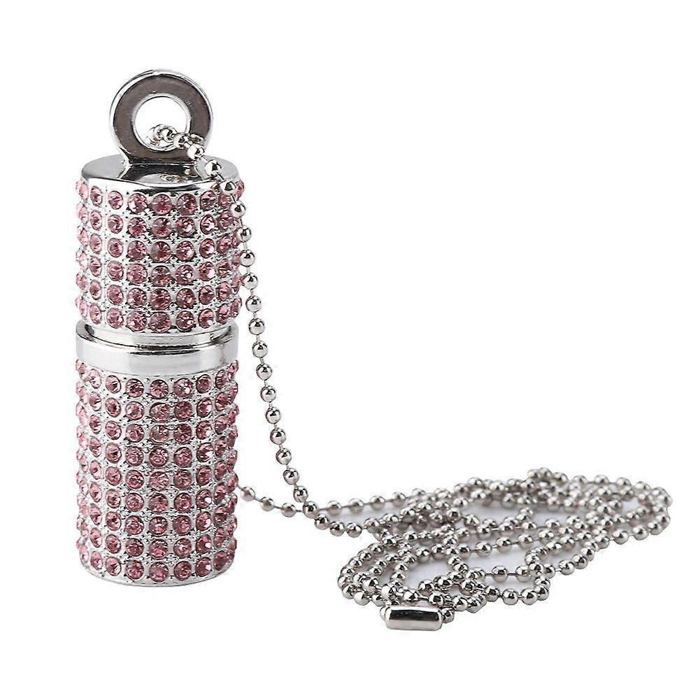 Pink cylindrical rhinestone portable USB flash drive high speed U disk memory stick (64G)