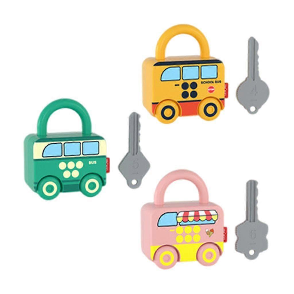 Numbers Car Matching Unlocking Toys, Digital Paired Locks with Keys Learning