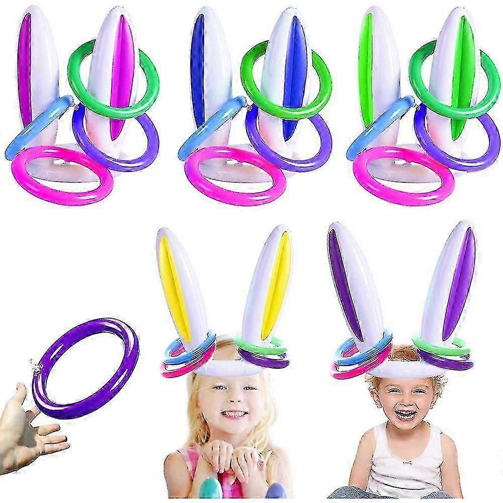 3 Pack Easter Inflatable Bunny Ring Toss Game, Easter Rabbit Ears Ring Toss