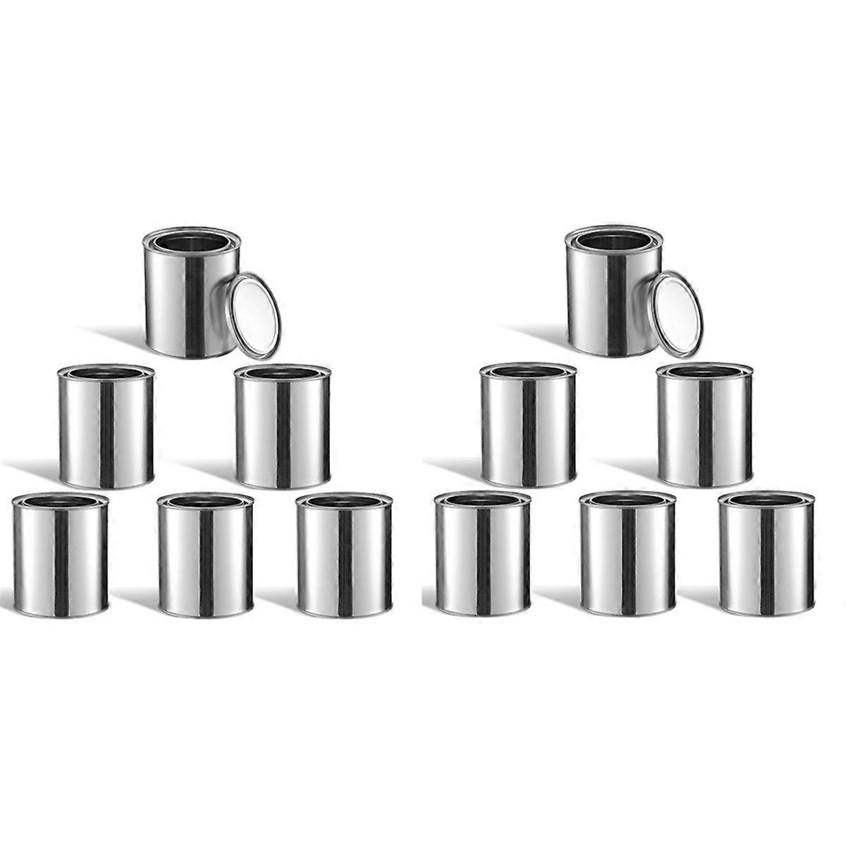 12Pcs Metal Paint Cans 0.5L Empty Unlined Paint Cans Metal Paint Pails for Crafts DIY Projects Stora