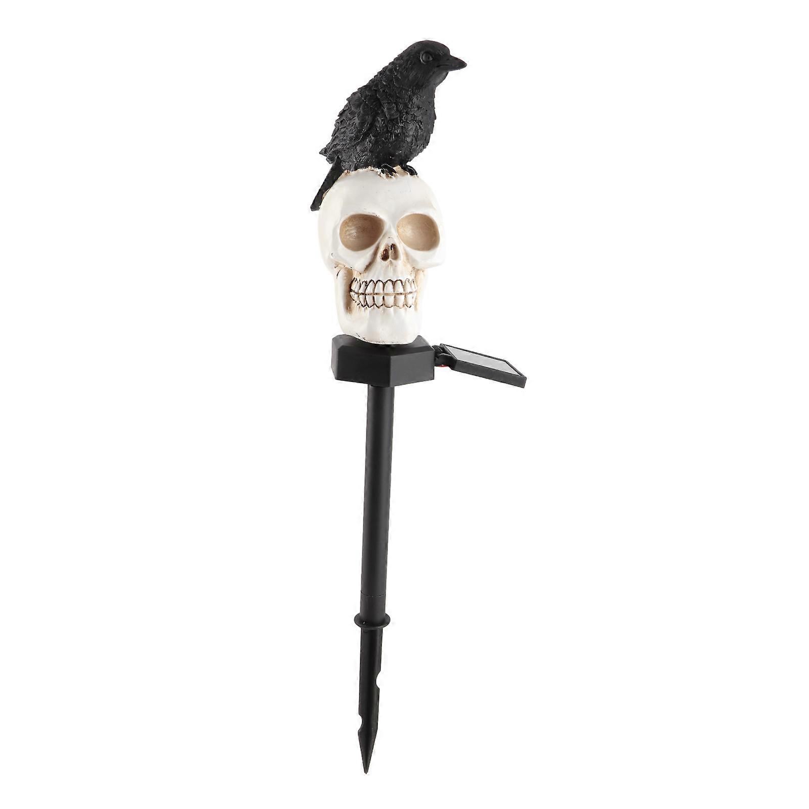 Solar Garden Lights Waterproof Skull with Black Crow Outdoor Decor