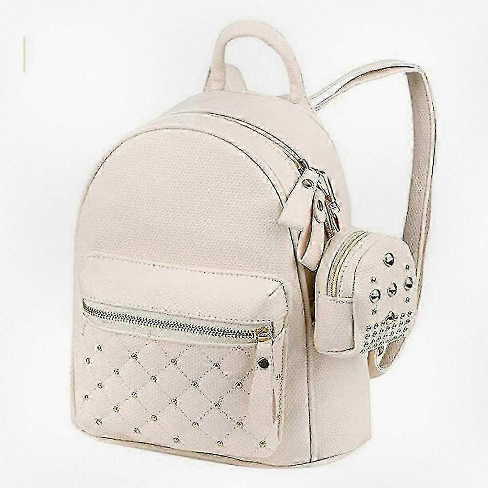Stylish Small Women's Leather Backpack, Waterproof PU Material, White