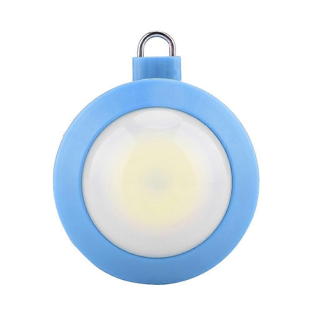 Mini COB LED Super Bright Round Camping Lights Outdoor Night Lamp with Hook((Blue)