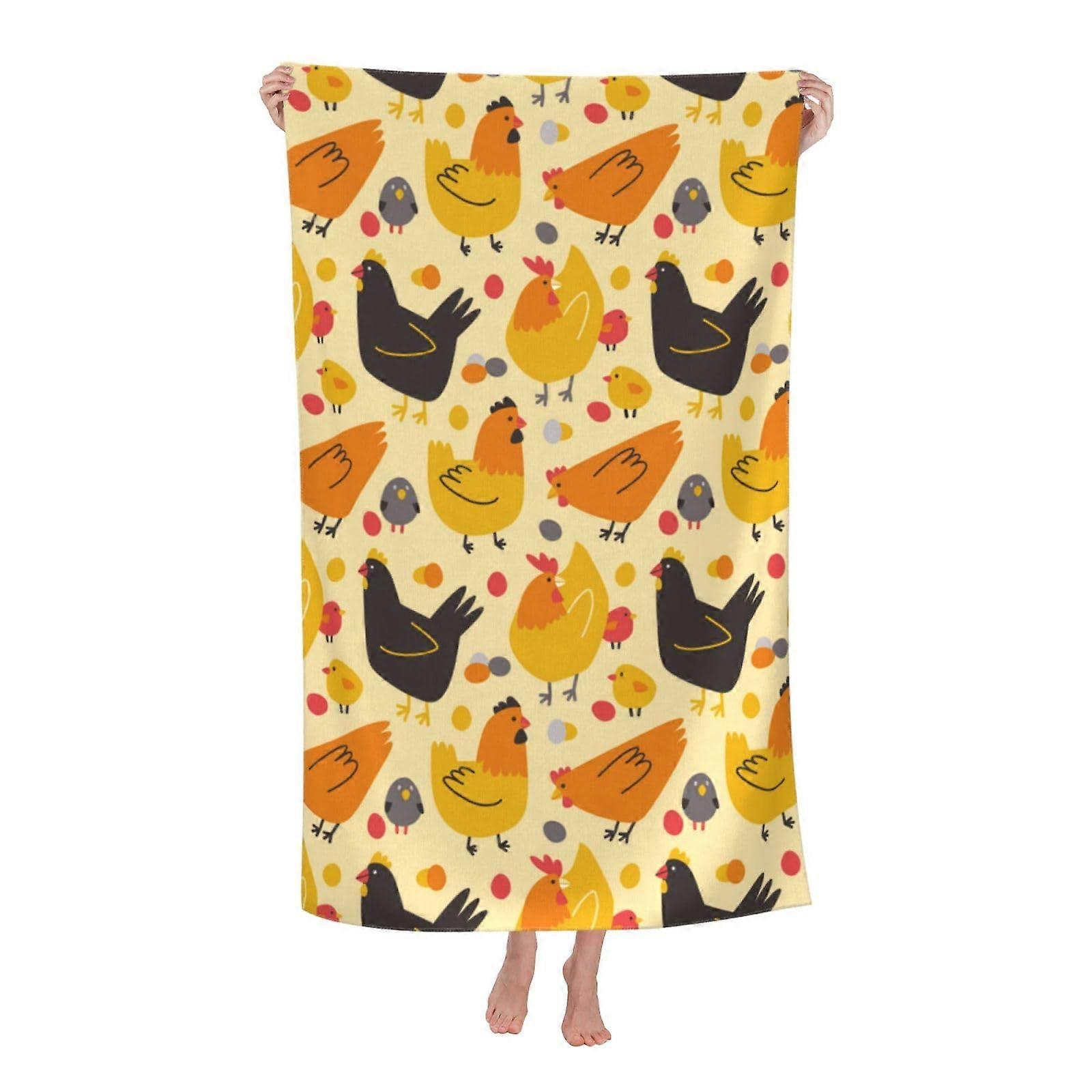 Chicken Beach Towel Ultra Soft Microfiber Sandless Towel Small Funny Chicken Print for Fair Pool Use