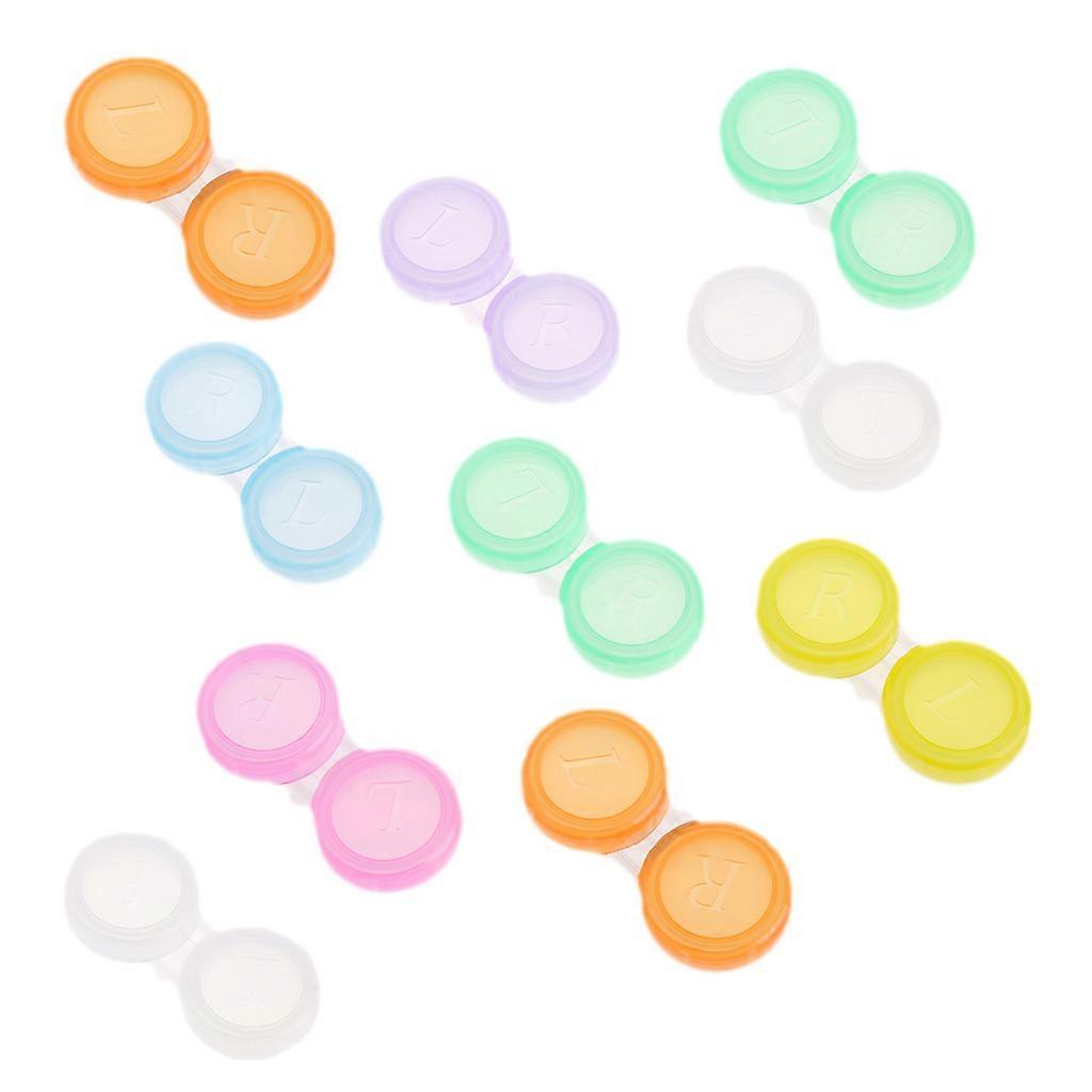10Pcs contact lens L+R cases Storage Holder Soaking Container Travel Accessaries