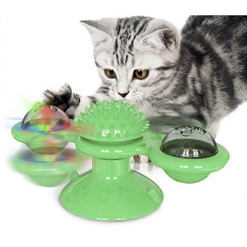 Interactive Cat Catnip Toy for Indoor Cats, Windmill Cat Toy with Ball  Lighting Ball, Cat Turntable Teasing Interactive Toy, Funny Kitten Windmill Ba