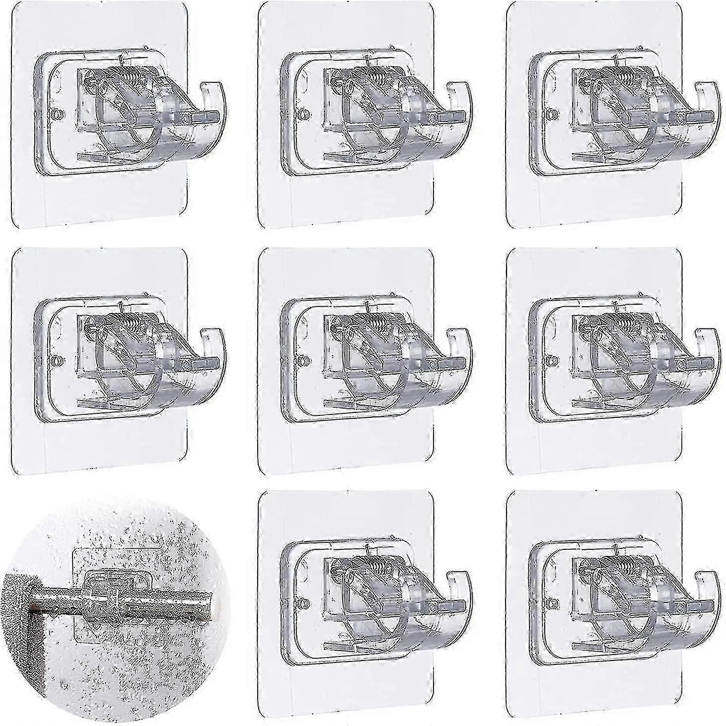 Curtain Rod Bracket No Tools Needed, 8 Pack Strong Adhesive Mounting Hardware