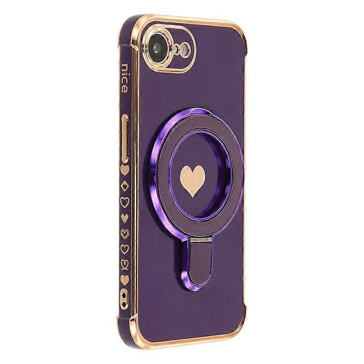 Compatible For iPhone 16e Case Kickstand Electroplating Love Printing TPU Back Cover