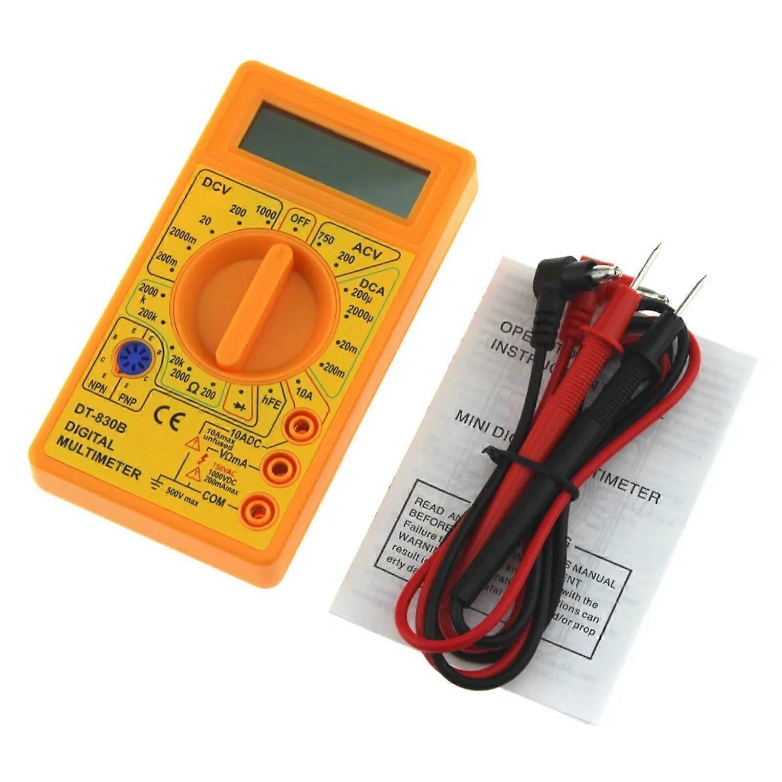 LCD Digital Multimeter DT-830B Model Voltmeter Ammeter Ohm Tester AC/DC 750/1000V Mini Handheld Yellow
