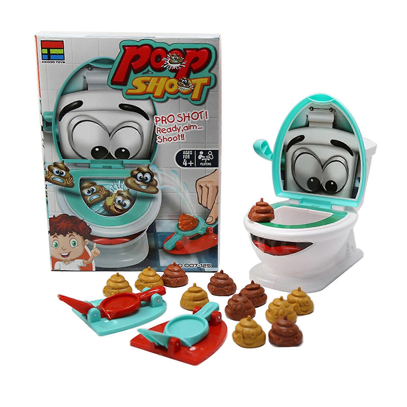 Shoot The Poop Funny Family Game Fast and Frenzied Flushing Poop Game Includes Talking Toilet Bowl,Dexterity Launchers