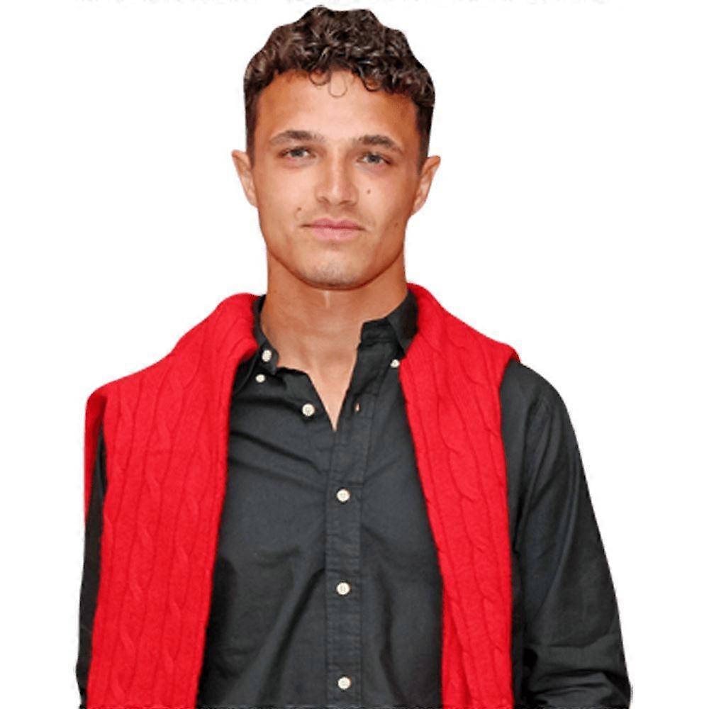 Lando Norris (roter Pullover) Halbkörper Buddy Ausschnitt