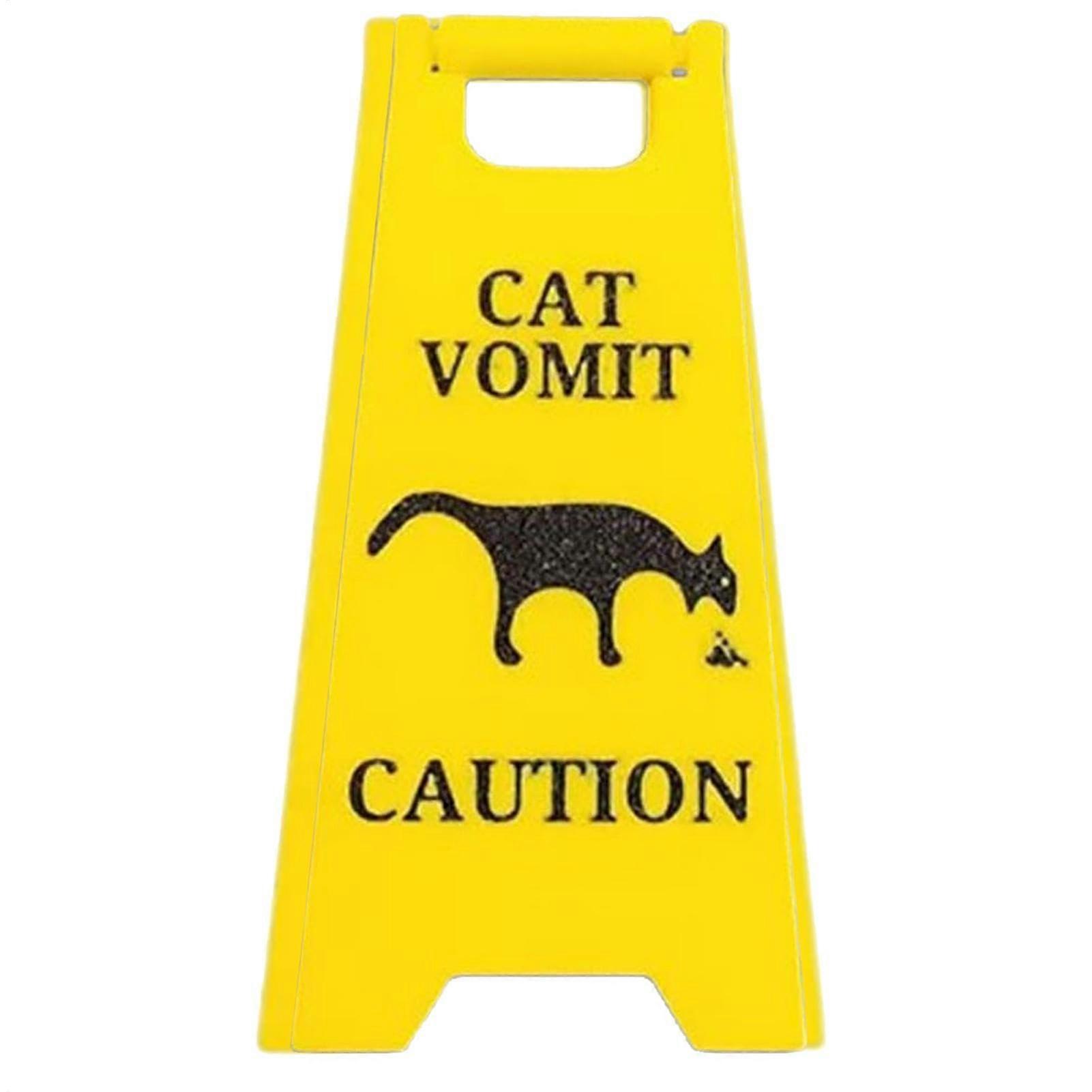 Cats Vomit Warning Sign 4 Inch Floor Sign for Pets, Dog and Cat Vomit Alert Sign, Durable and Clear Print, Ref: 9348