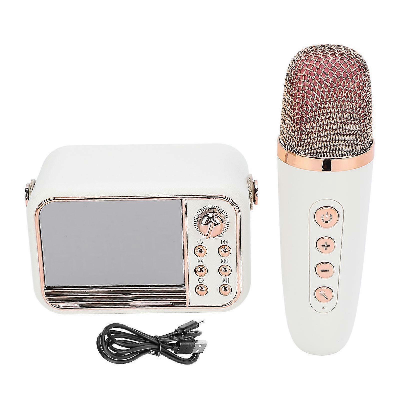 2025 Digital Clock Bluetooth Speaker Portable Retro Support Memory Card Small Karaoke Machine with Mic for Home Travel Party