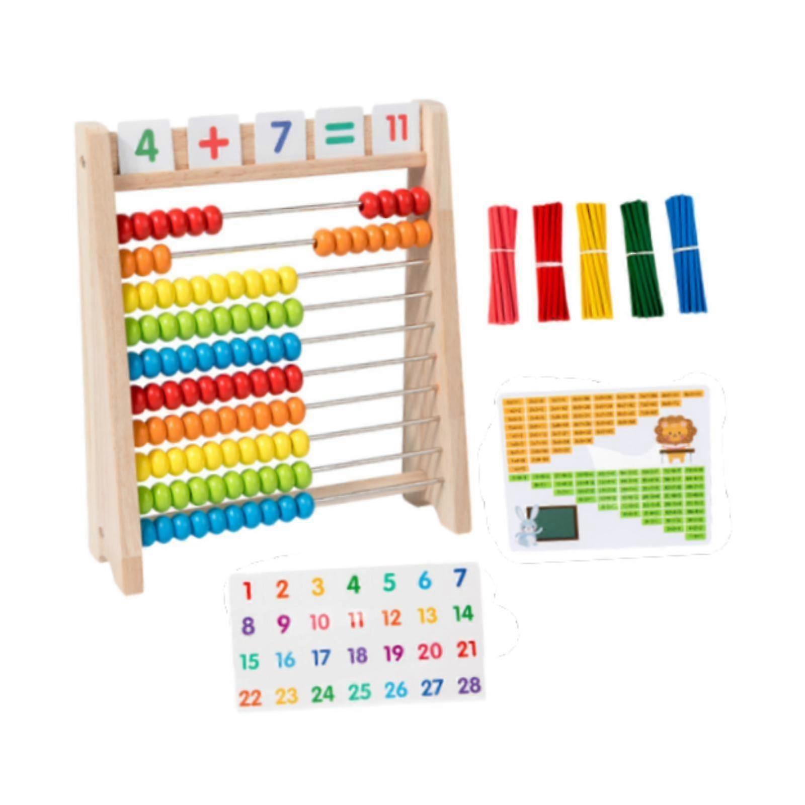 Wooden Abacus Math Toy Suitable for Children Aged 5 to 6 with Arithmetic Rods for Learning Mathematics