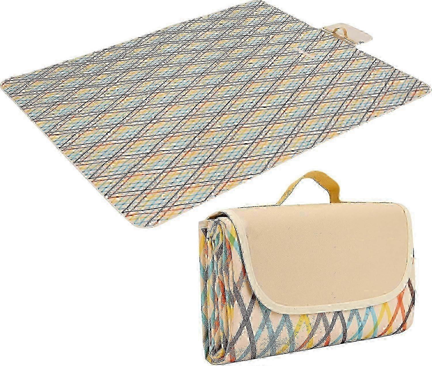 Waterproof Picnic Blanket - Large Outdoor Mat With Handle - Sand Resistant, Washable, and Foldable Blanket Ideal For Camping, Garden, and Be