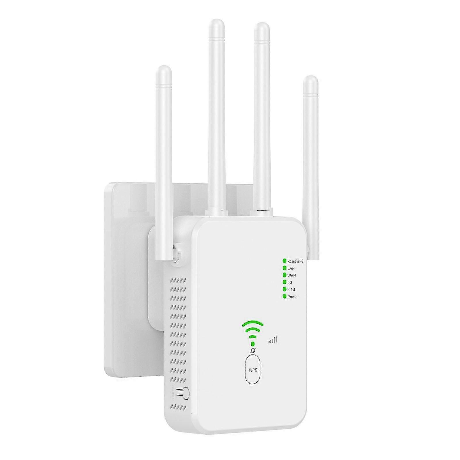 1200Mbps WiFi Extender Booster, Dual Band 5G & 2.4G, Repeater/AP/Router Modes, White
