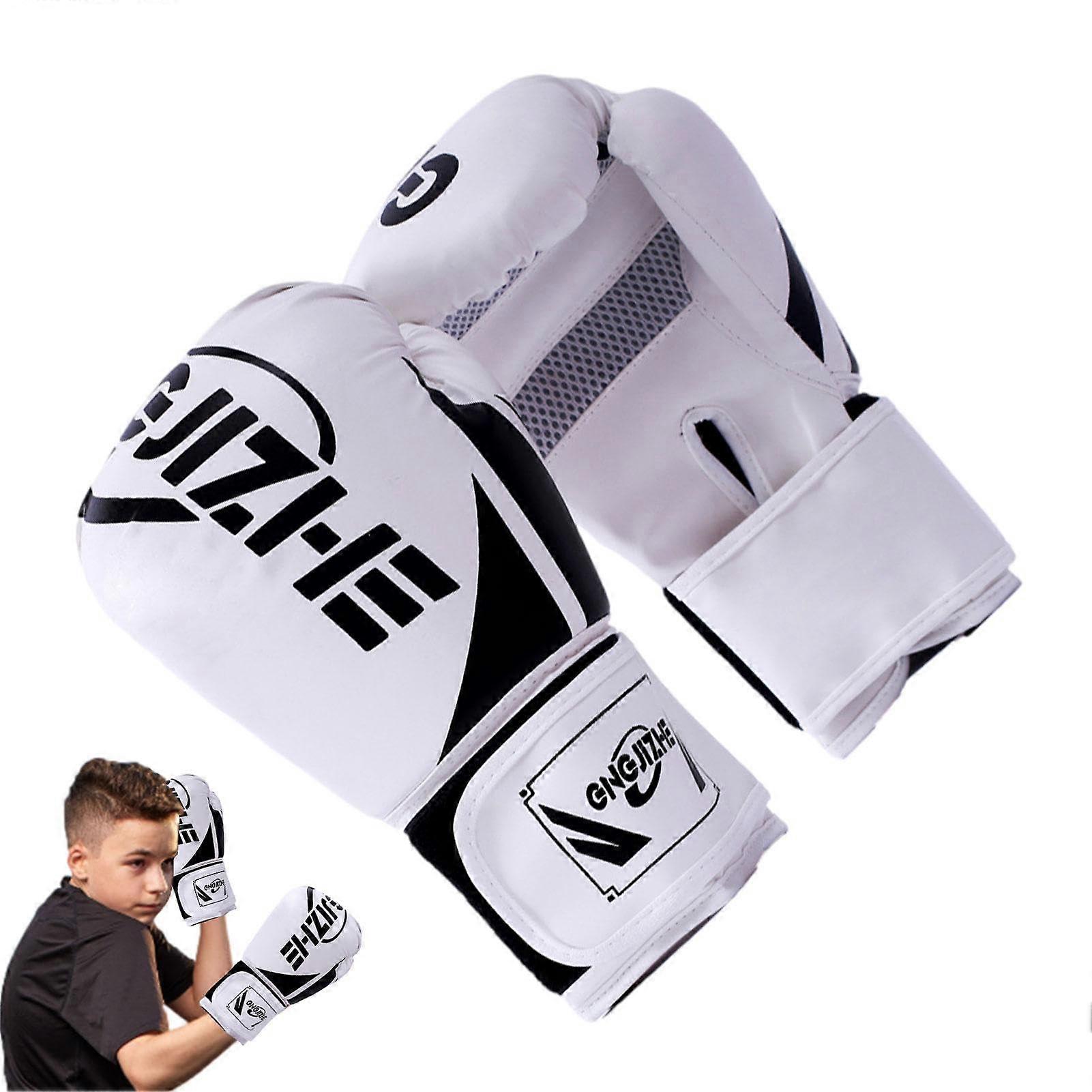 Boxing Gloves for Kids | MMA Sparring Gloves Set with Thick Padding for Beginners | Kick Boxing Muay Thai White