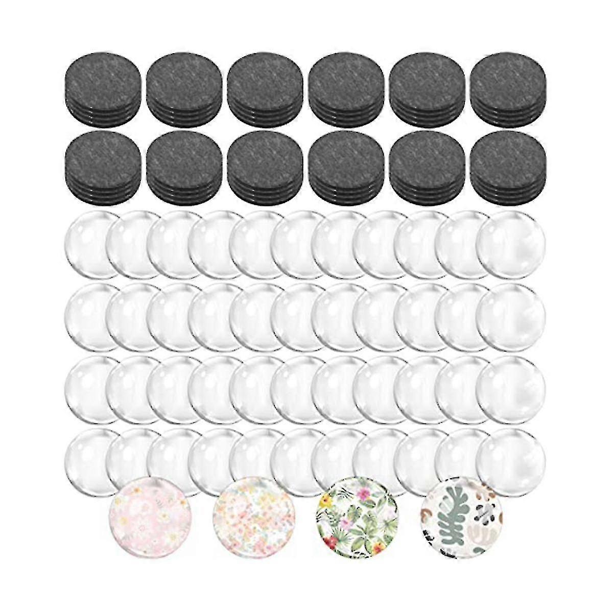 48 Sets Black Glass Ceramic Fridge Magnets with Adhesive Backing