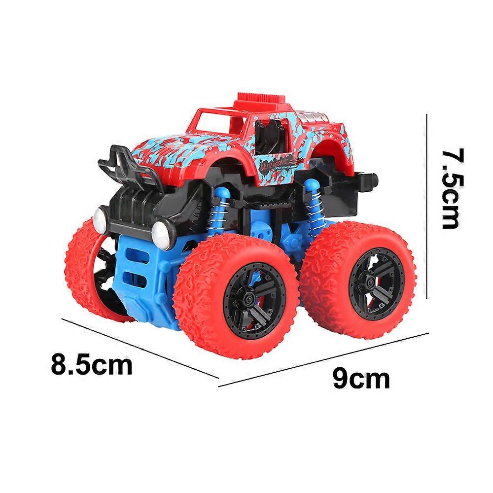 Monsteriautot pojille, Push And Go kitkakäyttöiset autot Ajoneuvojen lelut, 360° pyörivä stunt-auto punainen