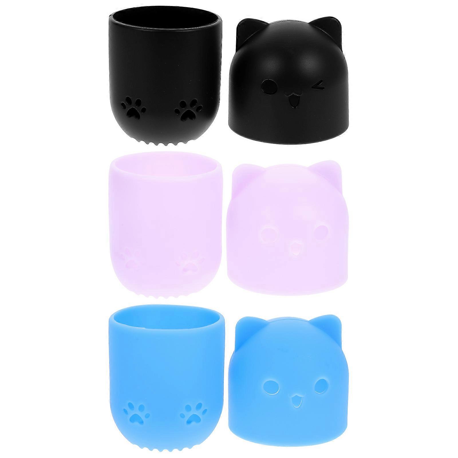 Makeup Sponge Holders Powder Puff Case Home Use Blue Breathable Hole Design 3Pcs