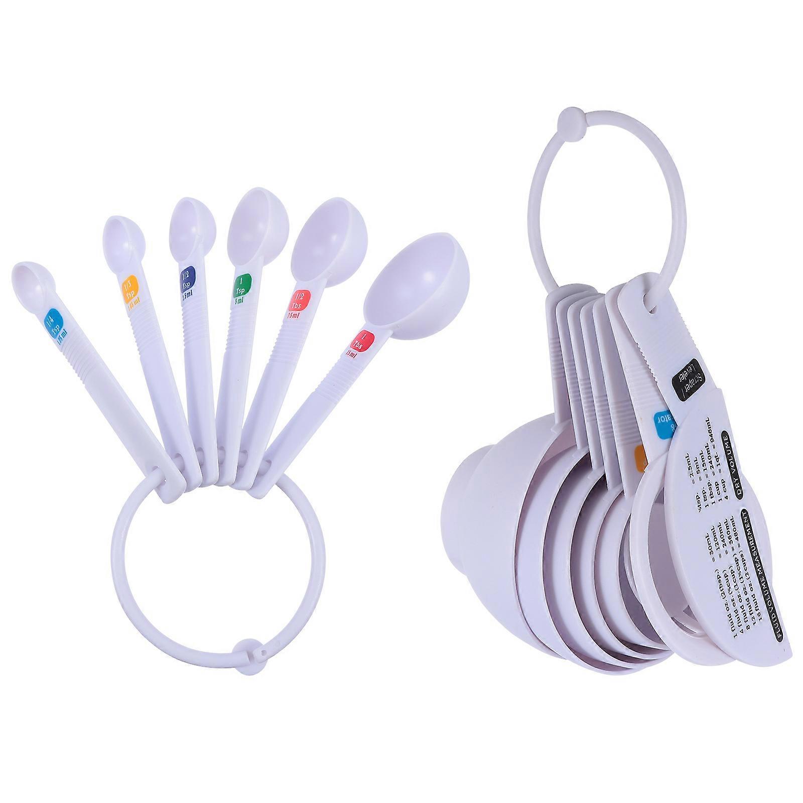 Baking Measuring Cups Spoons Set Kitchen Use 14x9x5.5cm PP Material Square Shape Tail Ring Design 13Pcs