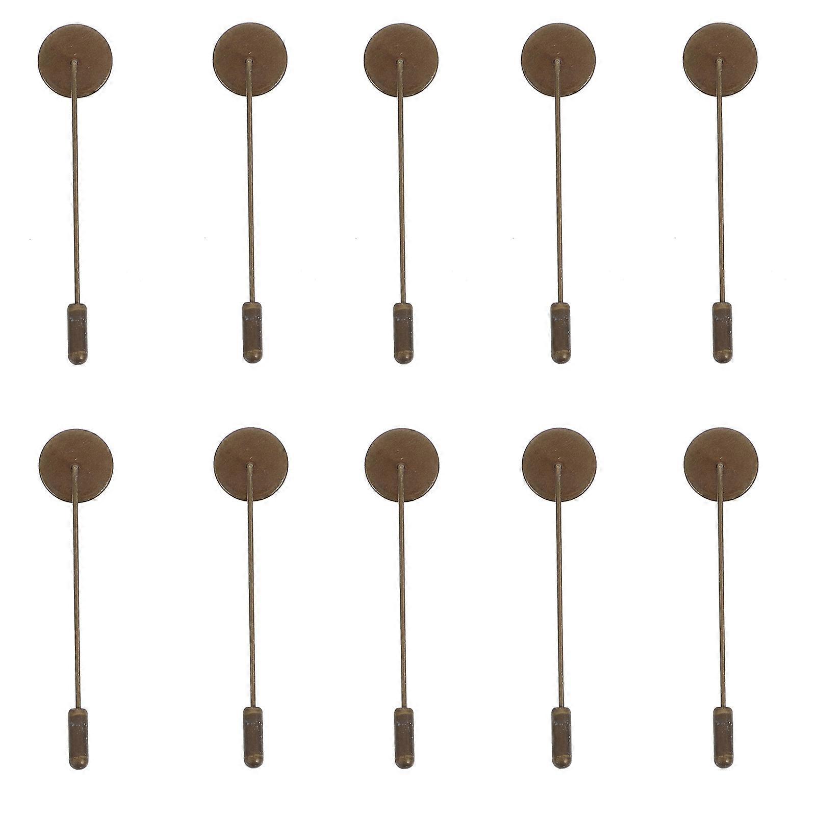 Round Tray Lapel Pin Stick Brooch Base Alloy Material Diy Enthusiasts 10Pcs